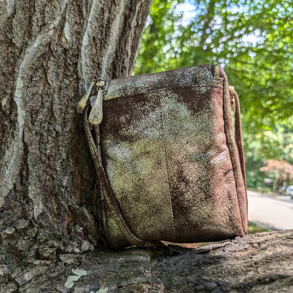 HOBO Fern Brown Metallic crossbody bag (New) - Picture 9 of 13